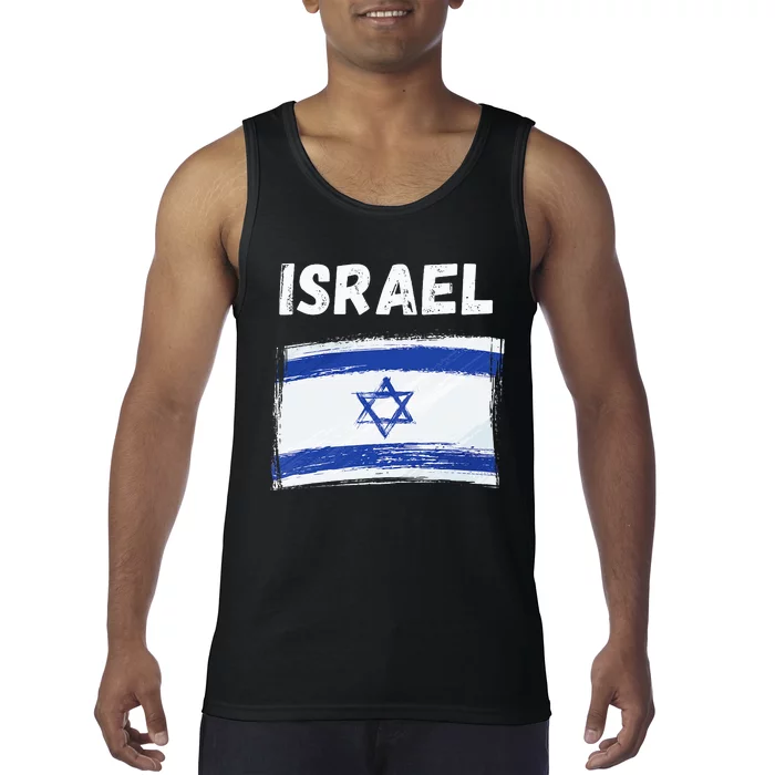 Israel Flag Holiday Vintage Grunge Israeli Flag Tank Top