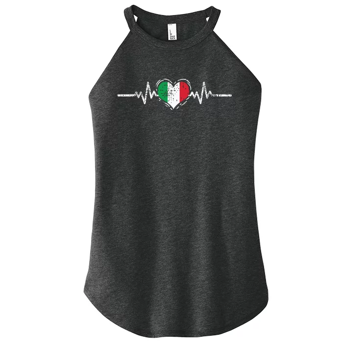 Italy Flag Heartbeat Italian Roots Vintage Women’s Perfect Tri Rocker Tank