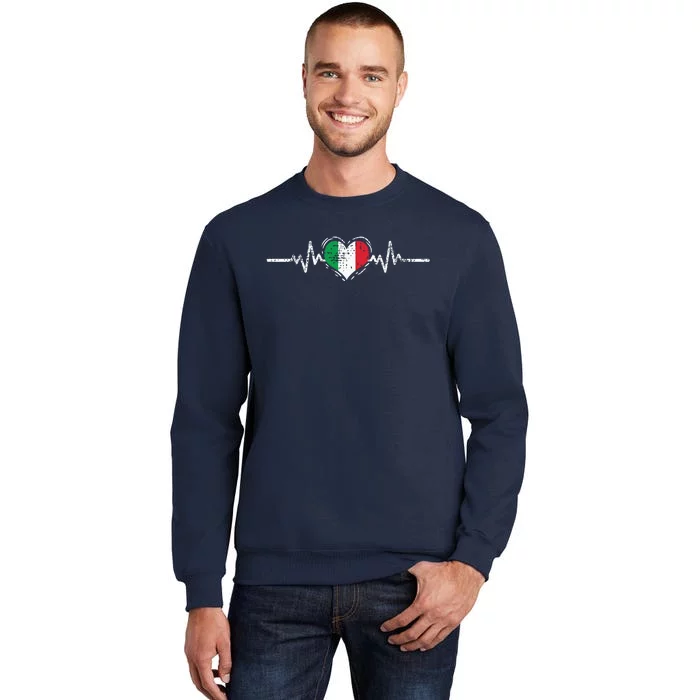 Italy Flag Heartbeat Italian Roots Vintage Sweatshirt