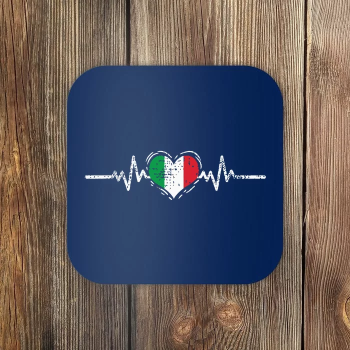 Italy Flag Heartbeat Italian Roots Vintage Coaster