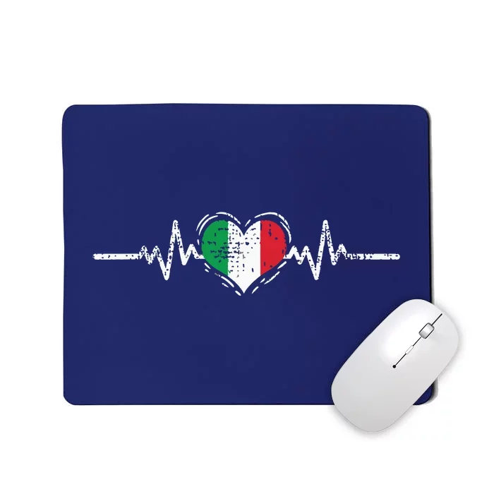 Italy Flag Heartbeat Italian Roots Vintage Mousepad