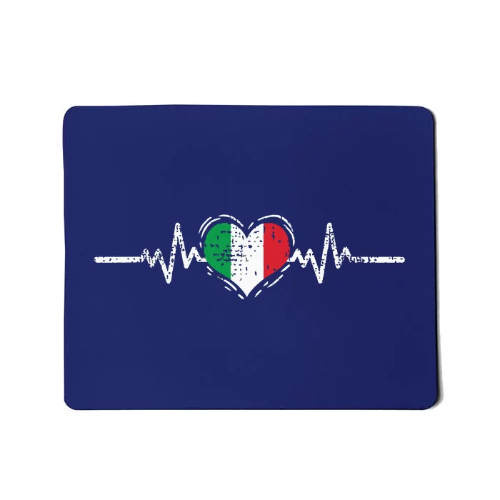 Italy Flag Heartbeat Italian Roots Vintage Mousepad