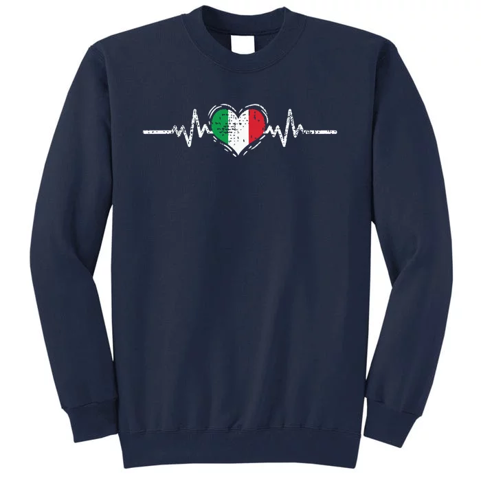 Italy Flag Heartbeat Italian Roots Vintage Tall Sweatshirt