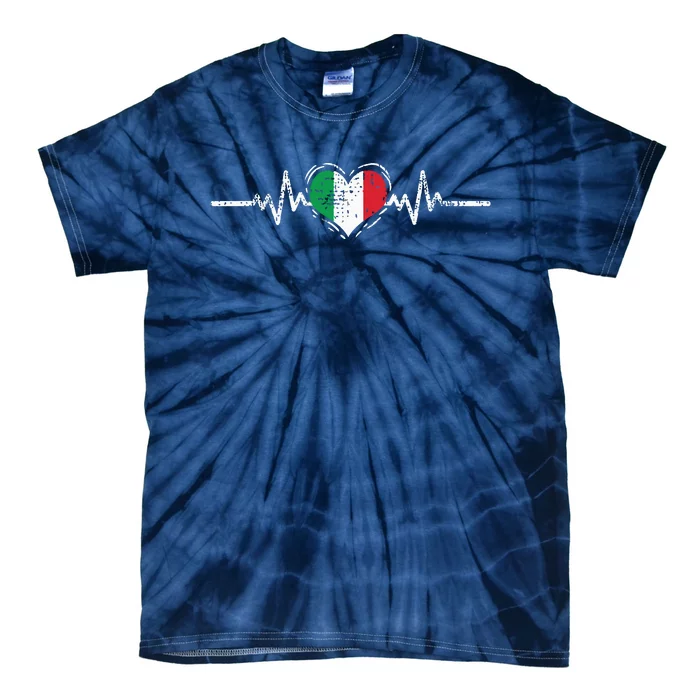 Italy Flag Heartbeat Italian Roots Vintage Tie-Dye T-Shirt