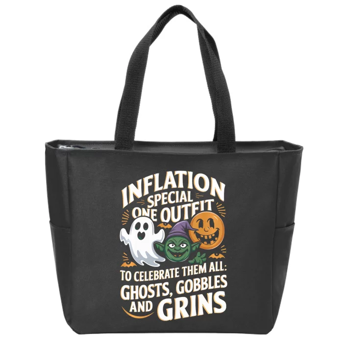 Inflation Funny Halloween Costume Thanksgiving Christmas Long Sleeve Zip Tote Bag