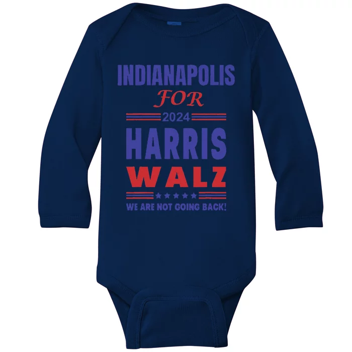 Indianapolis For Harris Walz Baby Long Sleeve Bodysuit