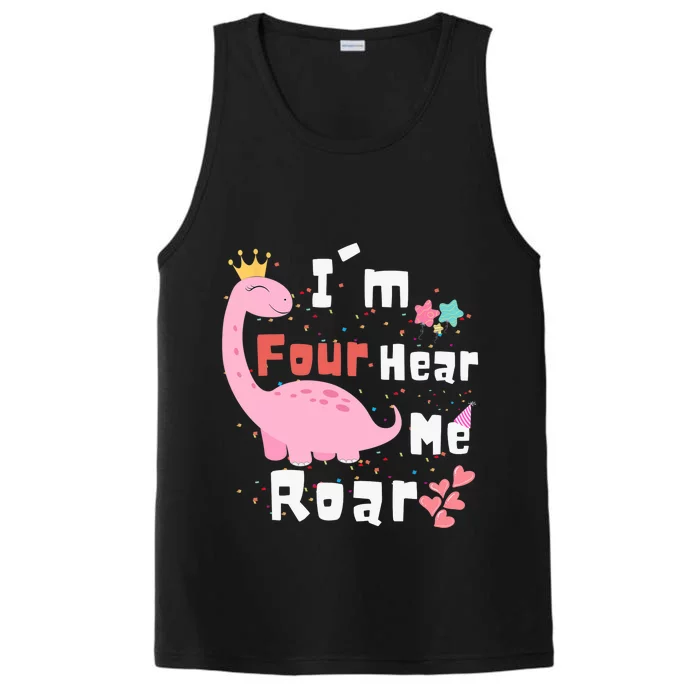 I'm Four Hear Me Roar Dinosaur 4th Birthday Party Performance Tank