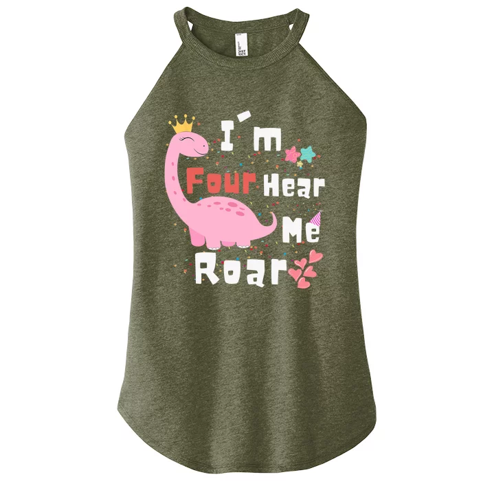 I'm Four Hear Me Roar Dinosaur 4th Birthday Party Women’s Perfect Tri Rocker Tank