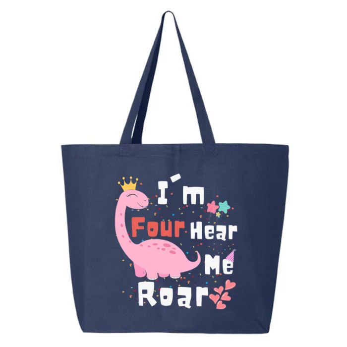 I'm Four Hear Me Roar Dinosaur 4th Birthday Party 25L Jumbo Tote