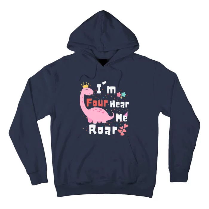 I'm Four Hear Me Roar Dinosaur 4th Birthday Party Tall Hoodie