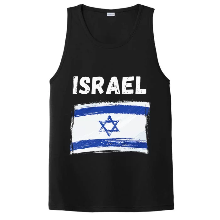 Israel Flag Holiday Vintage Grunge Israeli Flag Performance Tank