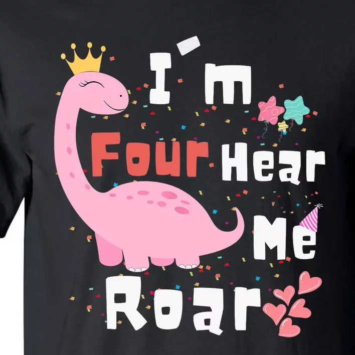 I'm Four Hear Me Roar Dinosaur 4th Birthday Party Tall T-Shirt