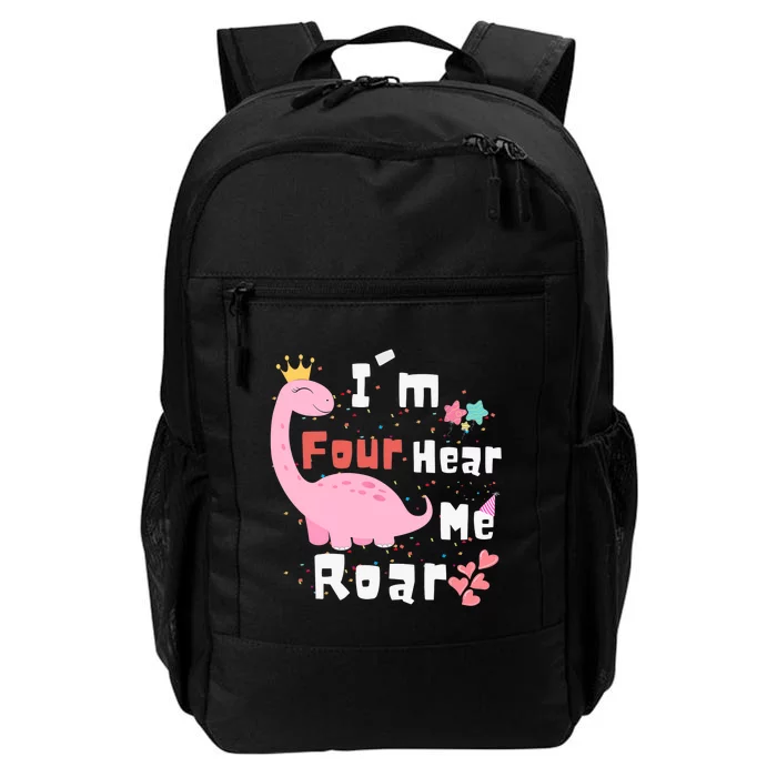 I'm Four Hear Me Roar Dinosaur 4th Birthday Party Daily Commute Backpack