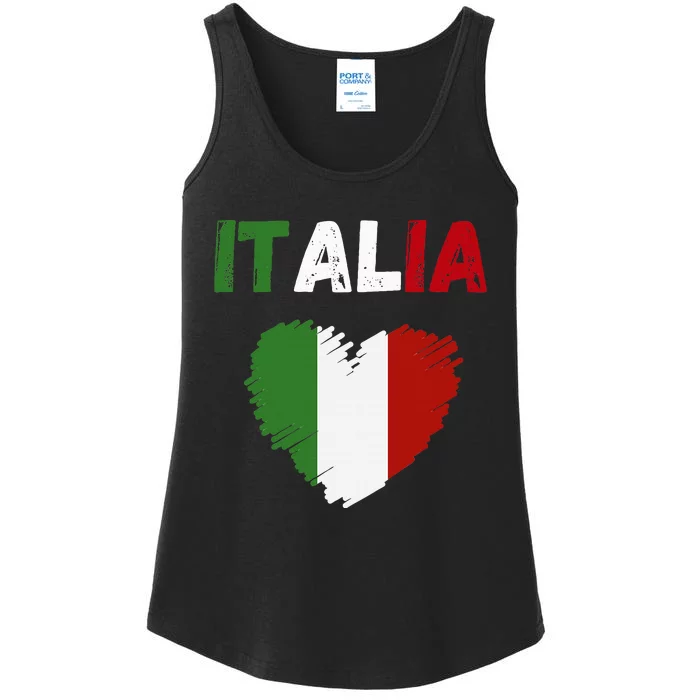 Italy Flag Holiday Italy Heart Italian Flag Ladies Essential Tank