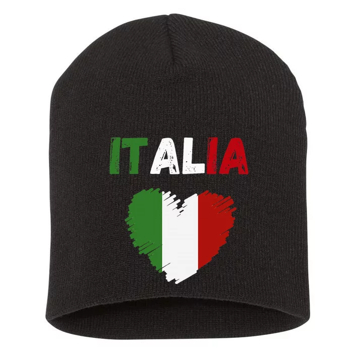 Italy Flag Holiday Italy Heart Italian Flag Short Acrylic Beanie