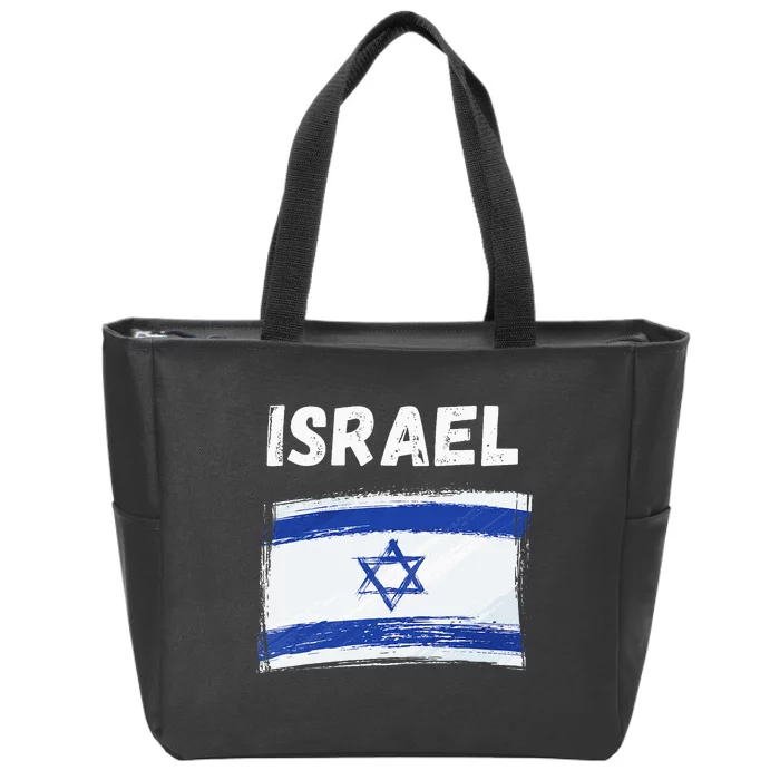 Israel Flag Holiday Vintage Grunge Israeli Flag Zip Tote Bag