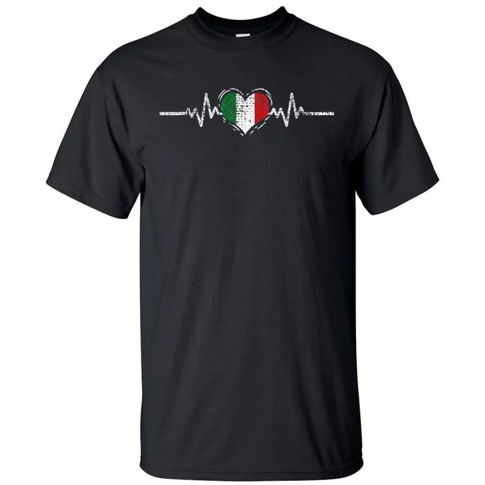 Italy Flag Heartbeat Italian Roots Vintage Tall T-Shirt