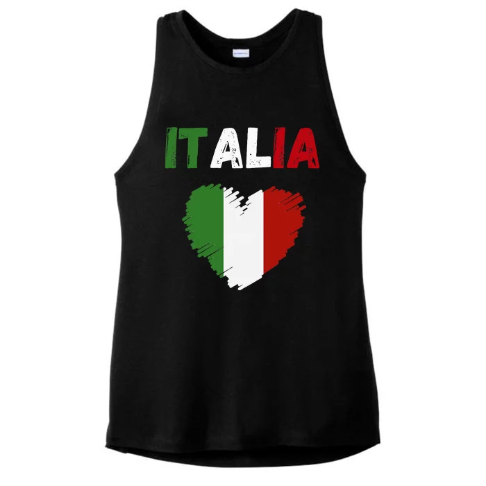 Italy Flag Holiday Italy Heart Italian Flag Ladies Tri-Blend Wicking Tank