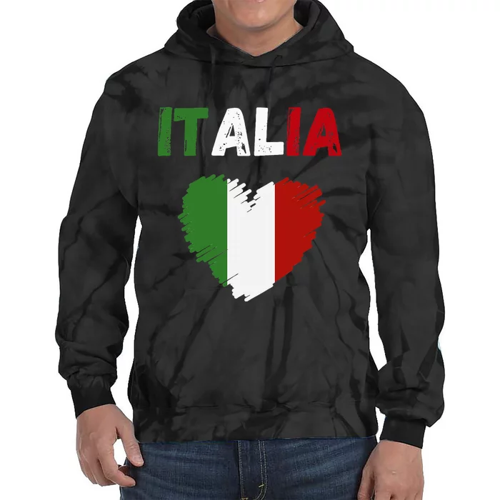 Italy Flag Holiday Italy Heart Italian Flag Tie Dye Hoodie