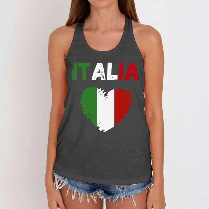 Italy Flag Holiday Italy Heart Italian Flag Women's Knotted Racerback Tank