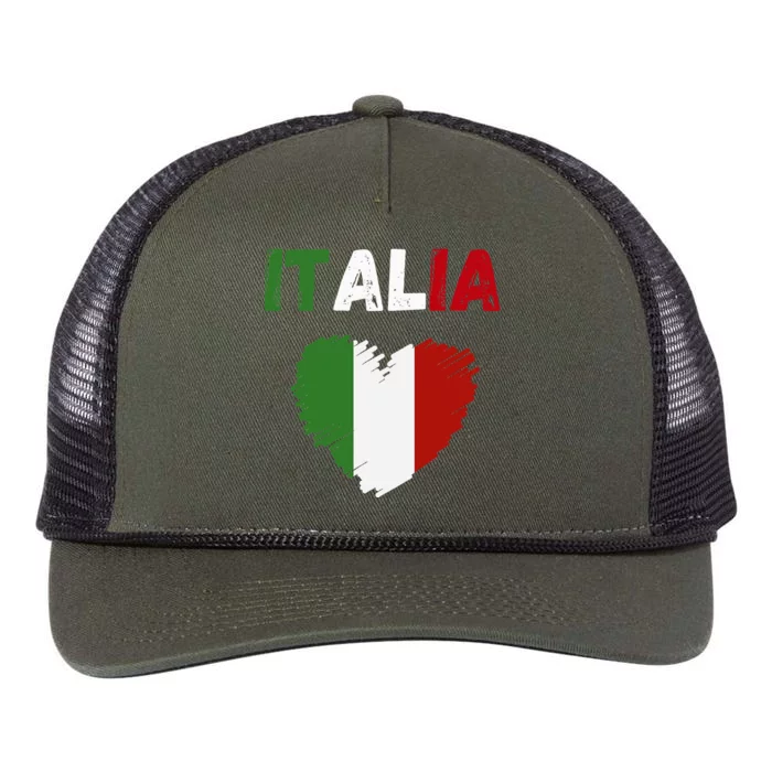 Italy Flag Holiday Italy Heart Italian Flag Retro Rope Trucker Hat Cap