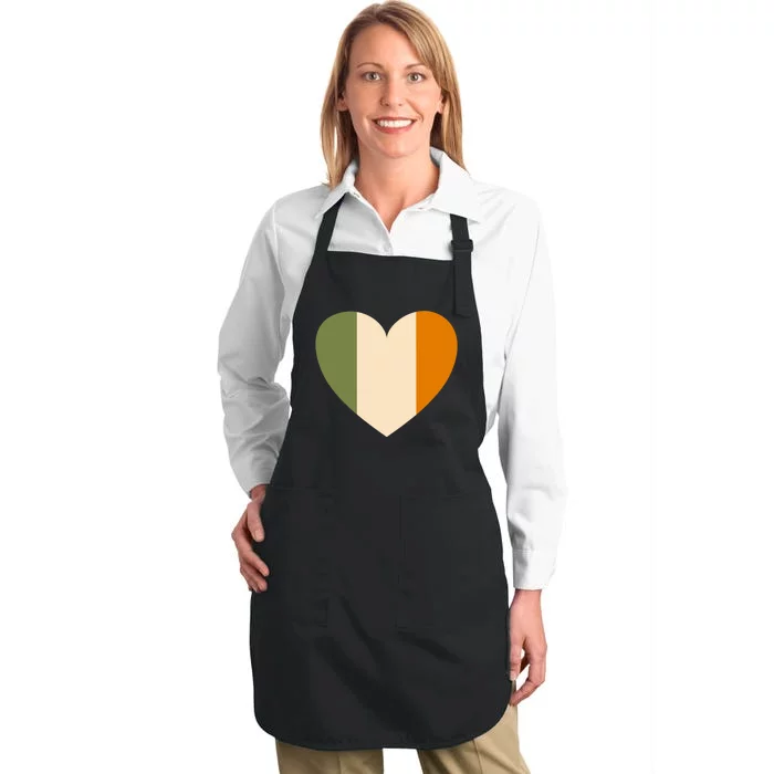 Irish Flag Heart St. Patricks Day Gift Full-Length Apron With Pocket