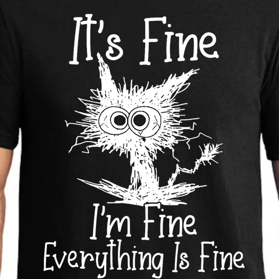 Its Fine Im Fine Everything Is Fine Funny Cat Pajama Set