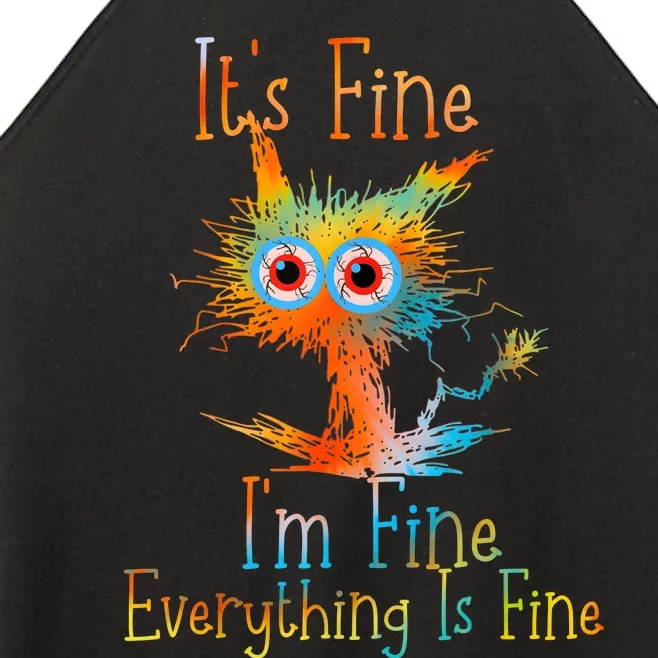 ItS Fine IM Fine Everything Is Fine Funny Black Cat Quote Women’s Perfect Tri Rocker Tank