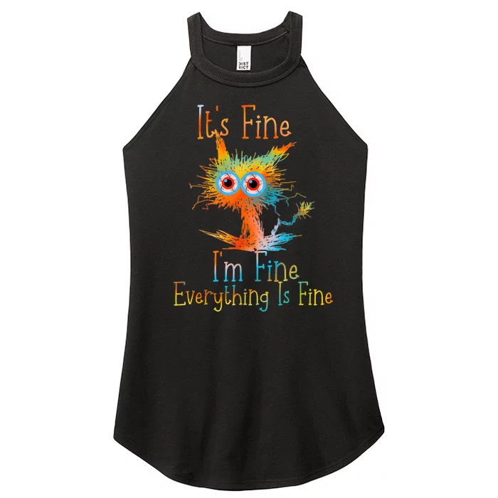 ItS Fine IM Fine Everything Is Fine Funny Black Cat Quote Women’s Perfect Tri Rocker Tank