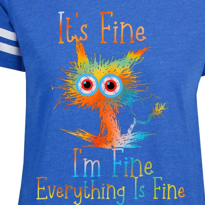 ItS Fine IM Fine Everything Is Fine Funny Black Cat Quote Enza Ladies Jersey Football T-Shirt