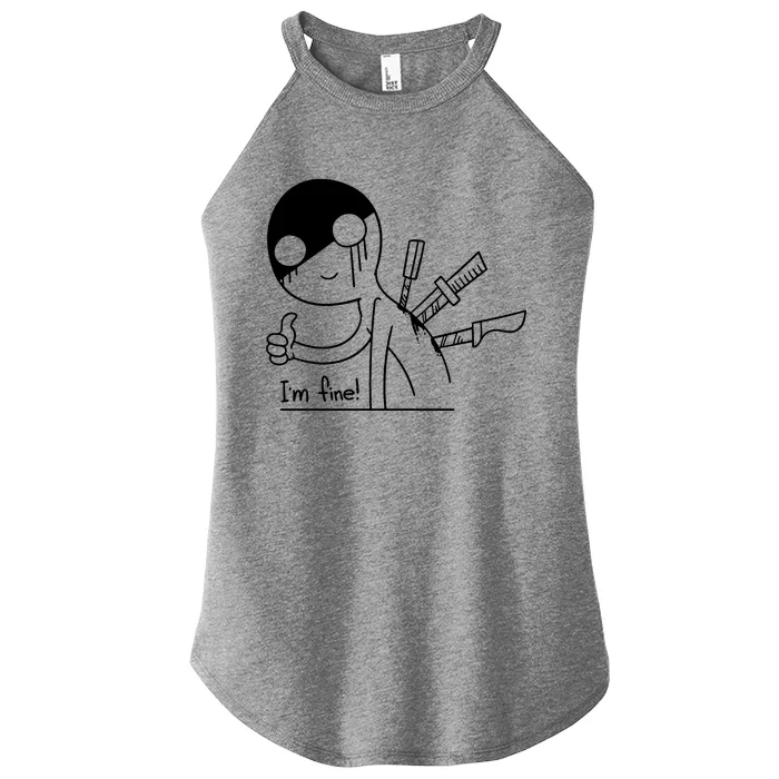 Im Fine I Am Fine Pretending Fine Women’s Perfect Tri Rocker Tank