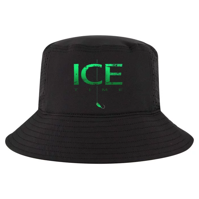 Ice Fishing - Ice Time with Ice Jig - Ice Fisherman Cool Comfort Performance Bucket Hat