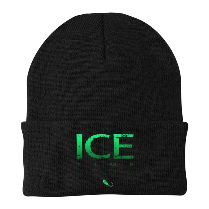 Ice Fishing - Ice Time with Ice Jig - Ice Fisherman Knit Cap Winter Beanie