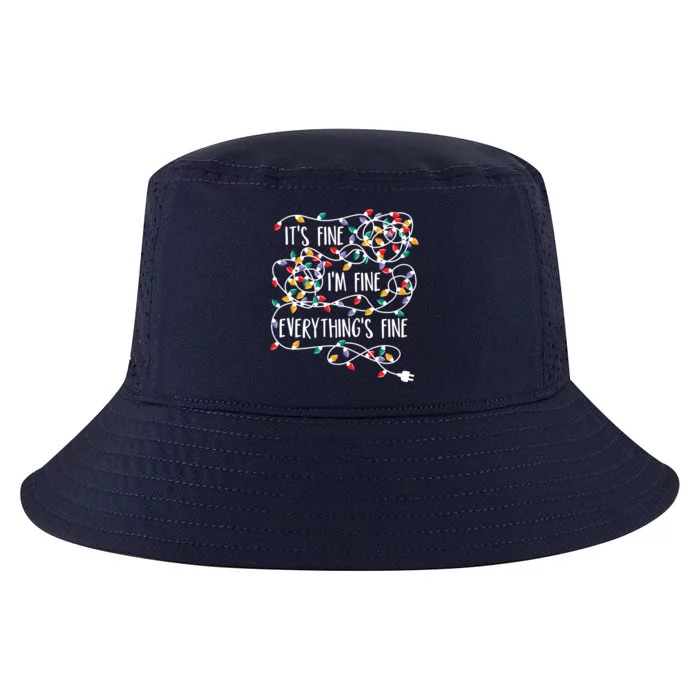 Its Fine Im Fine Everything Is Fine Christmas Lights Gift Cool Comfort Performance Bucket Hat