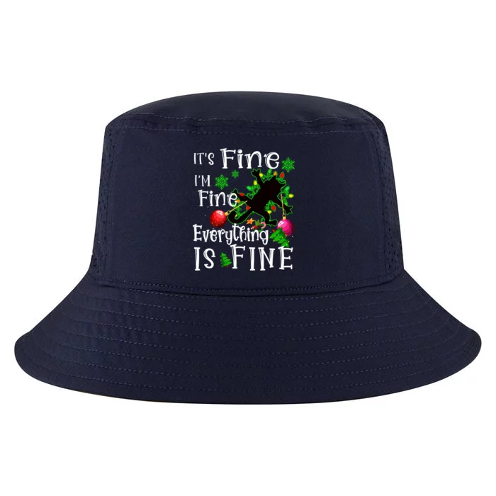 Its Fine Im Fine Everything Is Fine Naughty Cat Xmas Lights Gift Cool Comfort Performance Bucket Hat