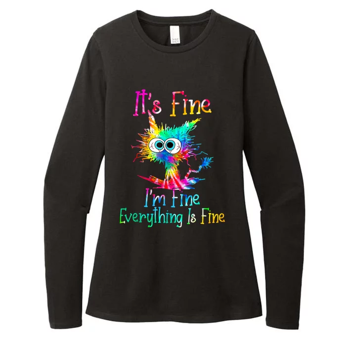 Its Fine Im Fine Everything Is Fine Funny Cat Tie Dye. Womens CVC Long Sleeve Shirt