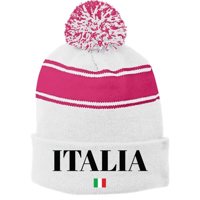 ITALIA Flag ITALY Men Woman Kids White ITALIAN Stripe Pom Pom Beanie