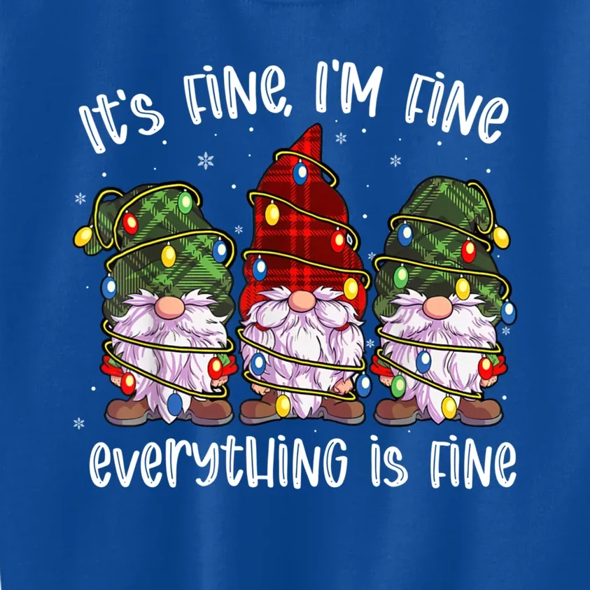 ItS Fine IM Fine Everything Is Fine Gnome Christmas Lights Meaningful Gift Kids Sweatshirt