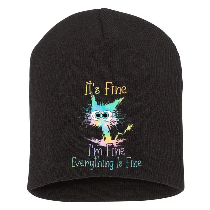 ItS Fine IM Fine Everything Is Fine Tie Dye Short Acrylic Beanie