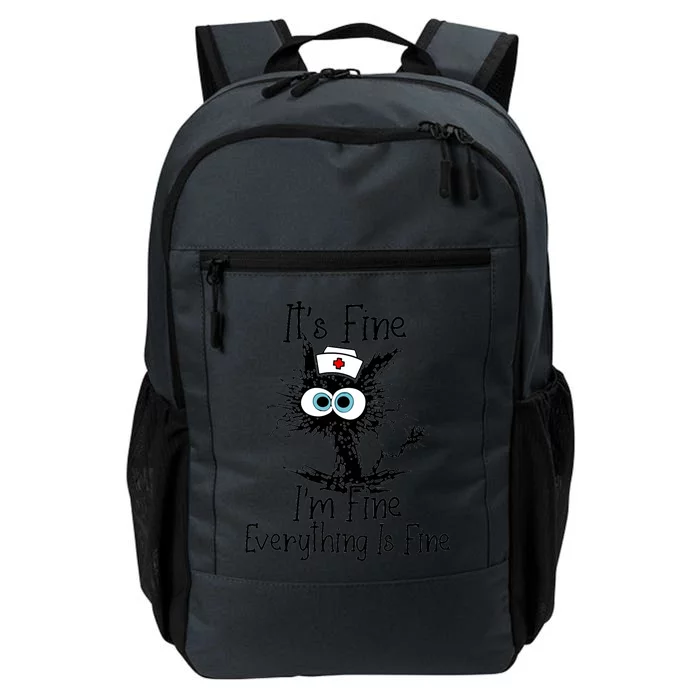 Its Fine Im Fine Everythings Fine Black Cat Nurse Funny Daily Commute Backpack