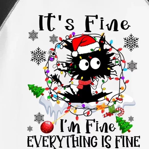 ItS Fine IM Fine Everything Is Fine Naughty Cat Xmas Light Funny Gift Toddler Fine Jersey T-Shirt