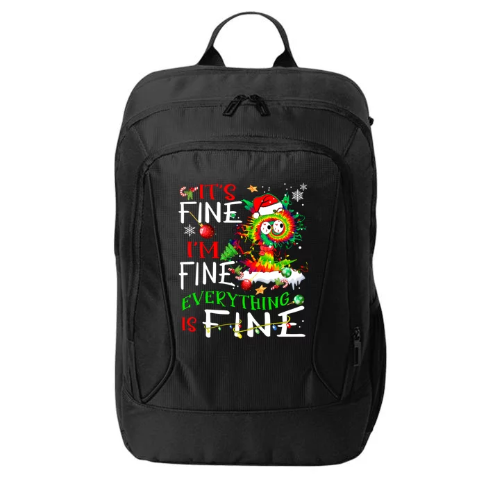 ItS Fine IM Fine Everything Is Fine Tie Dye Cat Xmas Light Gift City Backpack