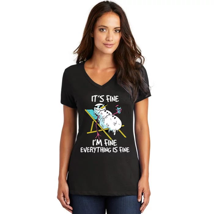 ItS Fine IM Fine Everything Is Fine Christmas In July Women's V-Neck T-Shirt