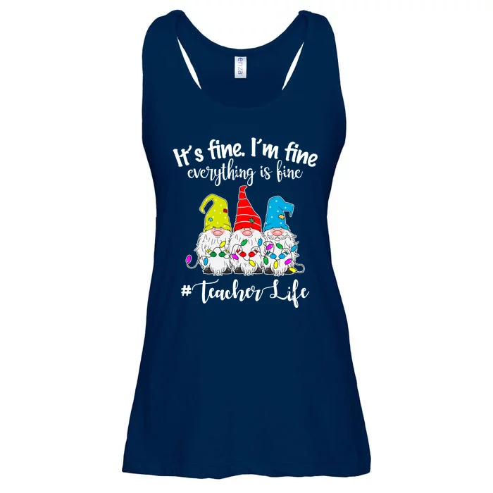 It's Fine I'm Fine Everything Is Fine Teacher Life Gnome Funny Ladies Essential Flowy Tank