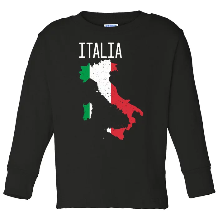 Italia Flag Italian Map Souvenir Italiano Family Toddler Long Sleeve Shirt