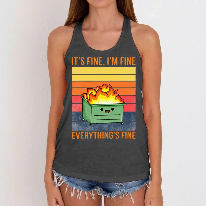 Its Fine Im Fine Everythings Fine Lil Dumpster Fire Cool Women's Knotted Racerback Tank