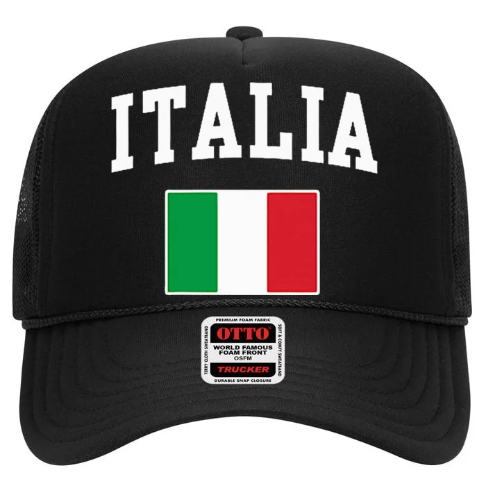 Italia Flag Italy Italian Italiano Family High Crown Mesh Trucker Hat