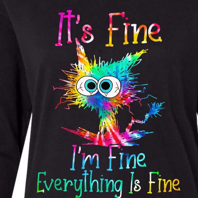 Its Fine Im Fine Everythings Fine Funny Cat Tie Dye Womens Cotton Relaxed Long Sleeve T-Shirt