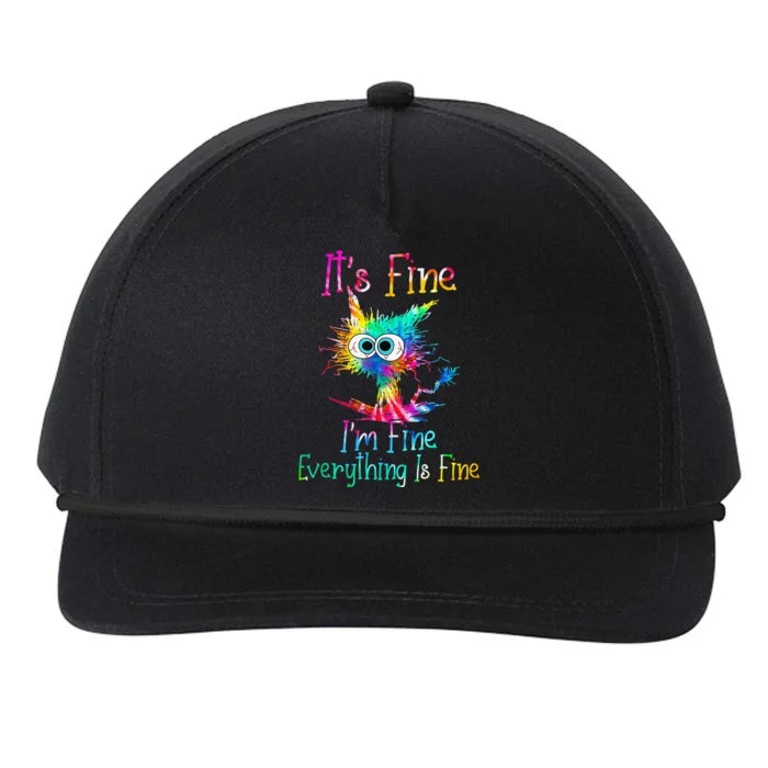 Its Fine Im Fine Everythings Fine Funny Cat Tie Dye Snapback Five-Panel Rope Hat