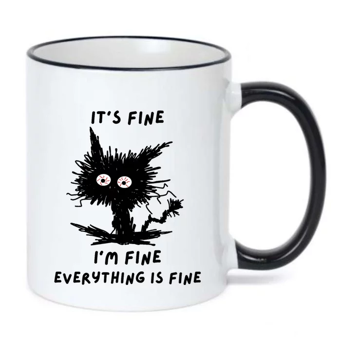 Its Fine IM Fine Funny Coffee Cute Sarcastic Black Cat Black Color Changing Mug